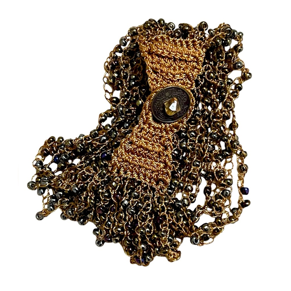 Brown Crochet 🧶 beaded bracelet - very unique